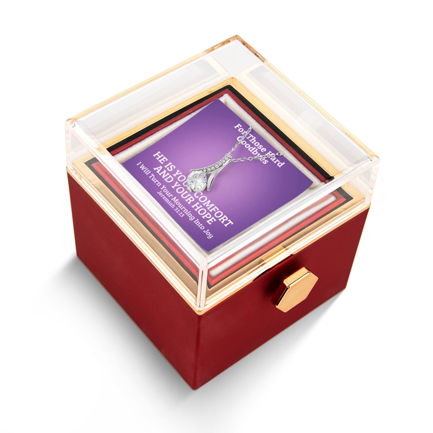 I Will Turn Your Mourning Into Joy (Jeremiah 31:13) | Alluring Beauty Necklace in Rotating Rose Gift Box