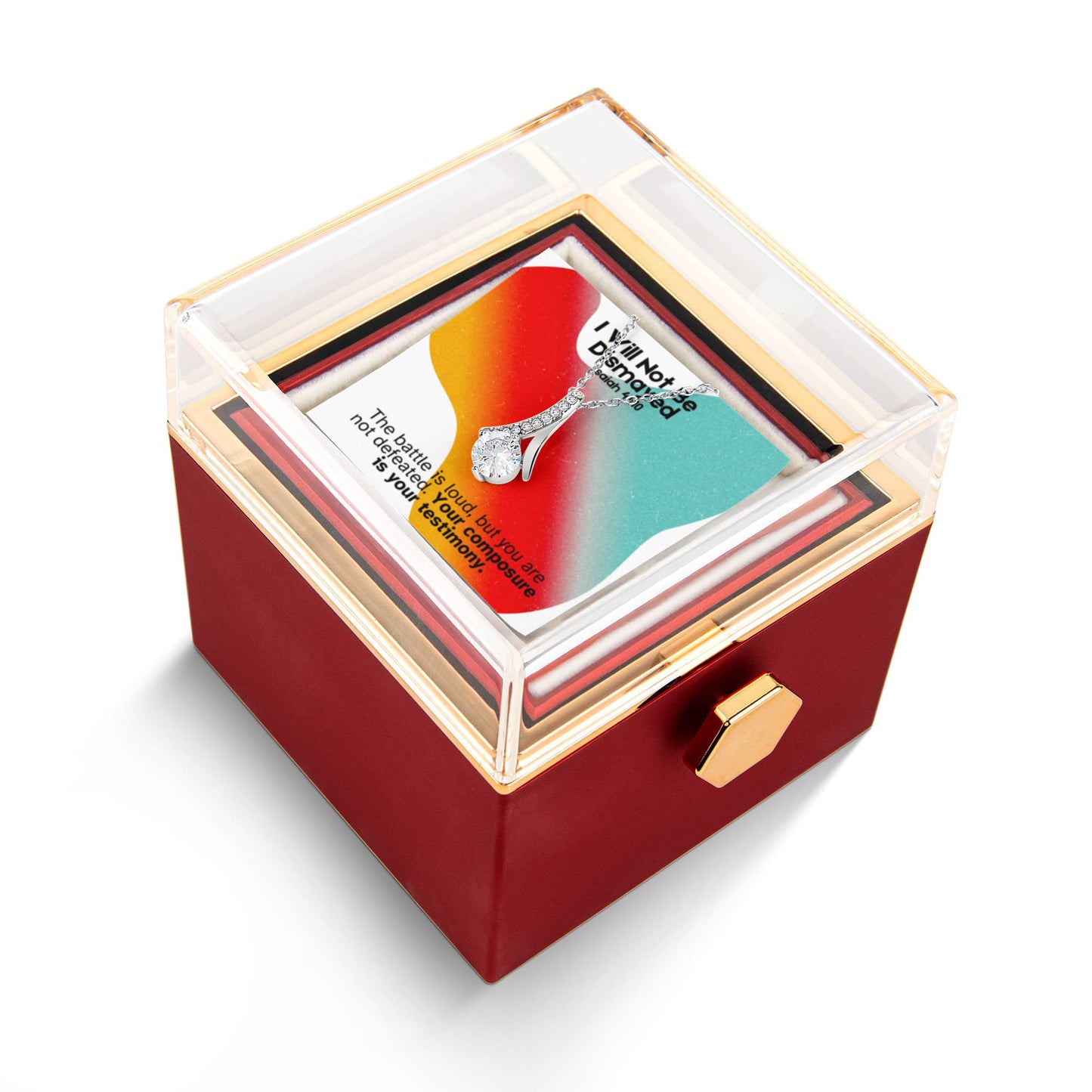 I Will Not Be Dismayed (Isaiah 41:10) | Alluring Beauty Necklace in Rotating Rose Gift Box