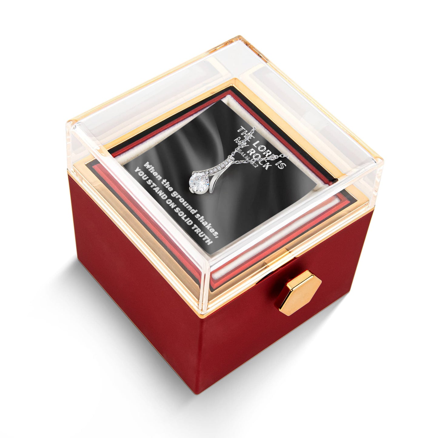The Lord Is My Rock (Psalm 18:2) | Alluring Beauty Necklace in Rotating Rose Gift Box