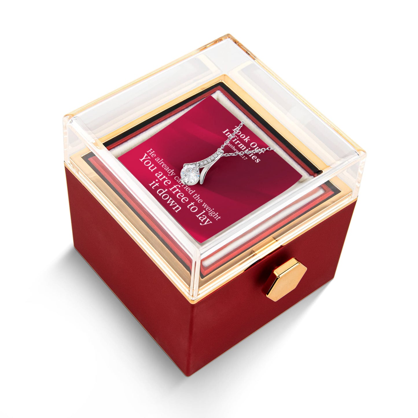 Took Our Infirmities (Matthew :17) | Alluring Beauty Necklace in Rotating Rose Gift Box