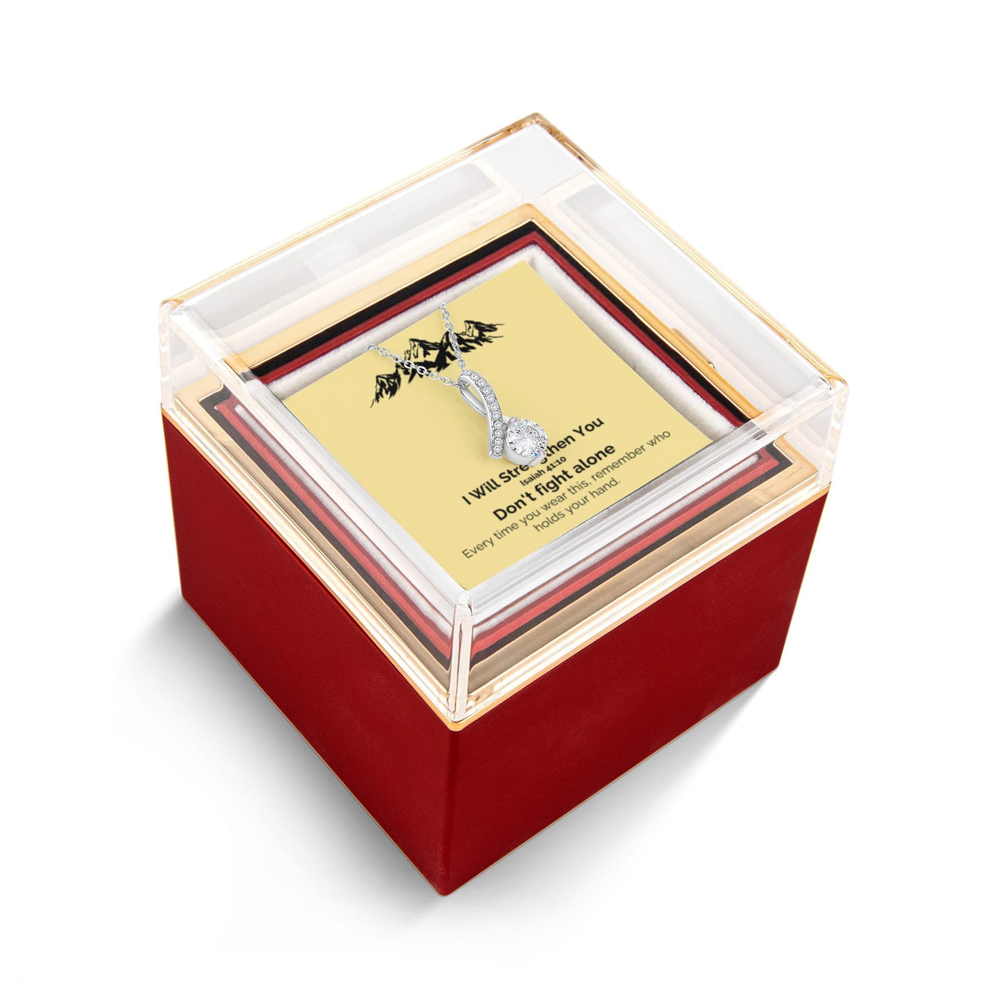 I Will Strengthen You (Isaiah 41:10) | Alluring Beauty Necklace in Rotating Rose Gift Box