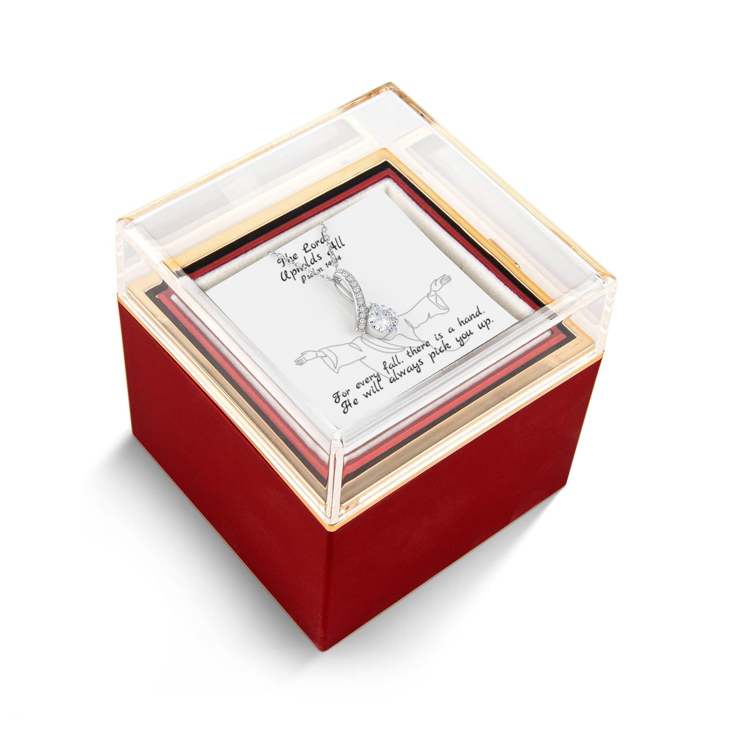 The Lord Upholds All (Psalm 145:14) | Alluring Beauty Necklace in Rotating Rose Gift Box