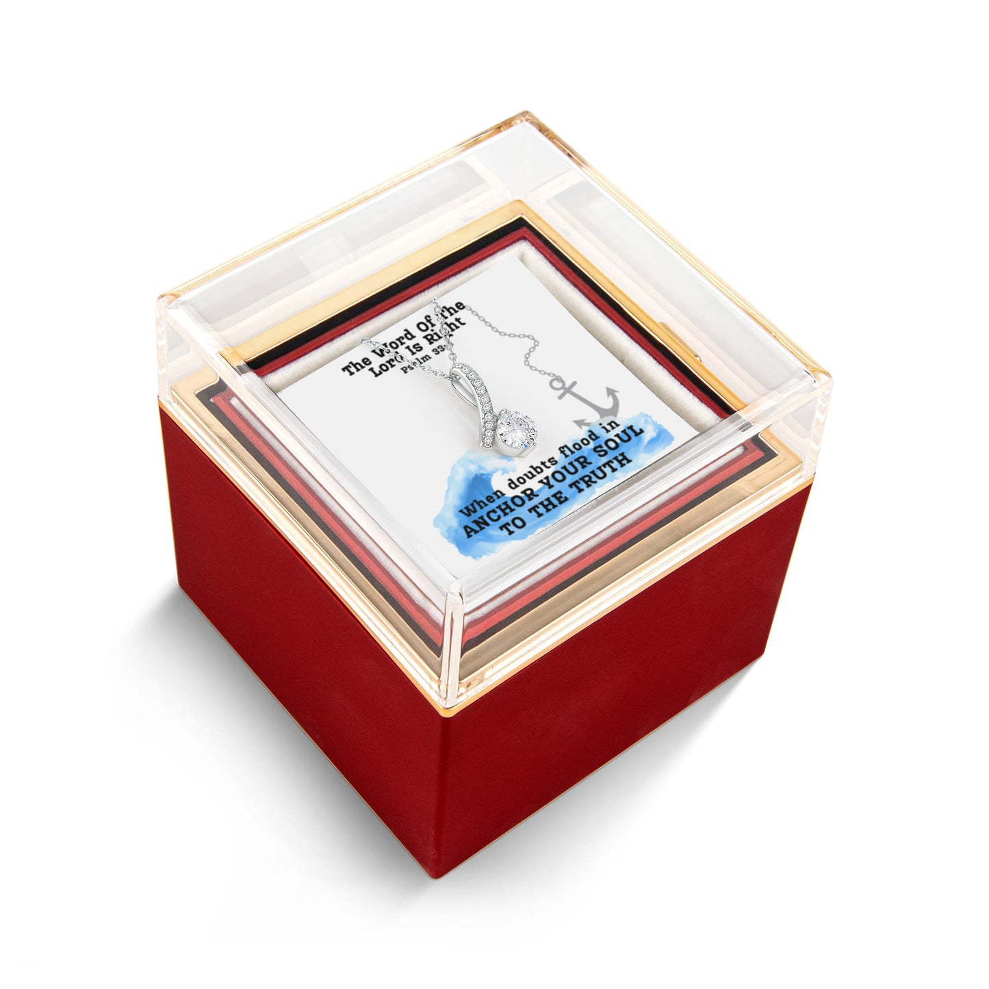 The Word Of The Lord Is Right (Psalm 33:4) | Alluring Beauty Necklace in Rotating Rose Gift Box