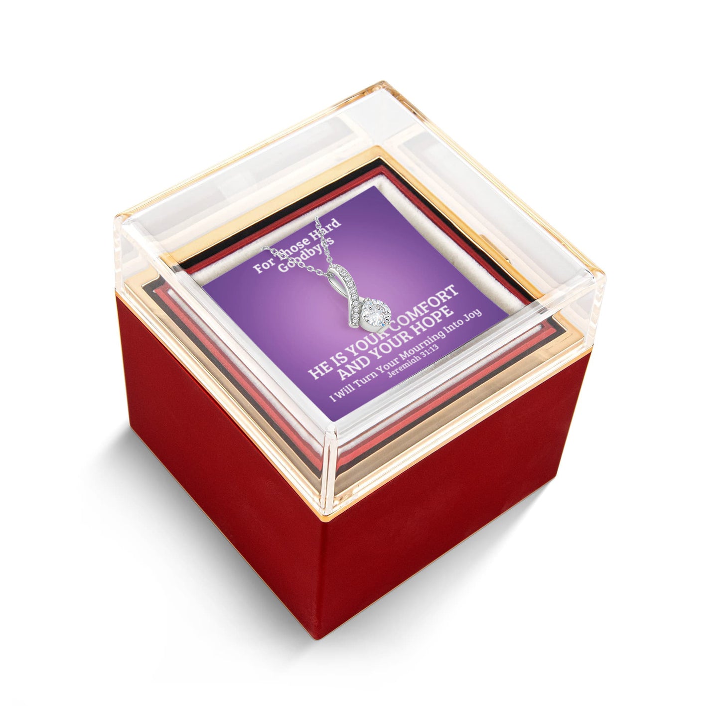 I Will Turn Your Mourning Into Joy (Jeremiah 31:13) | Alluring Beauty Necklace in Rotating Rose Gift Box