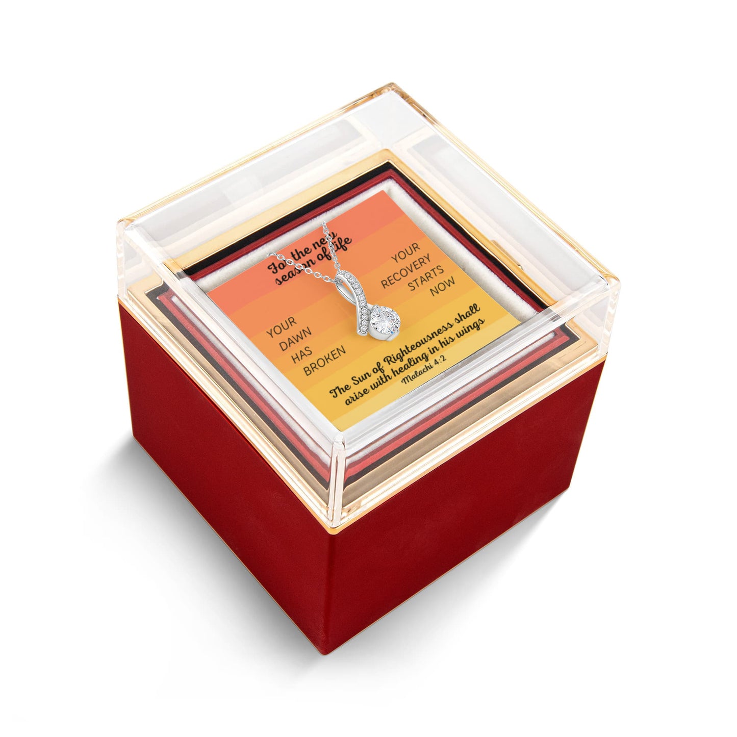 Healing In His Wings (Malachi 4:2) | Alluring Beauty Necklace in Rotating Rose Gift Box
