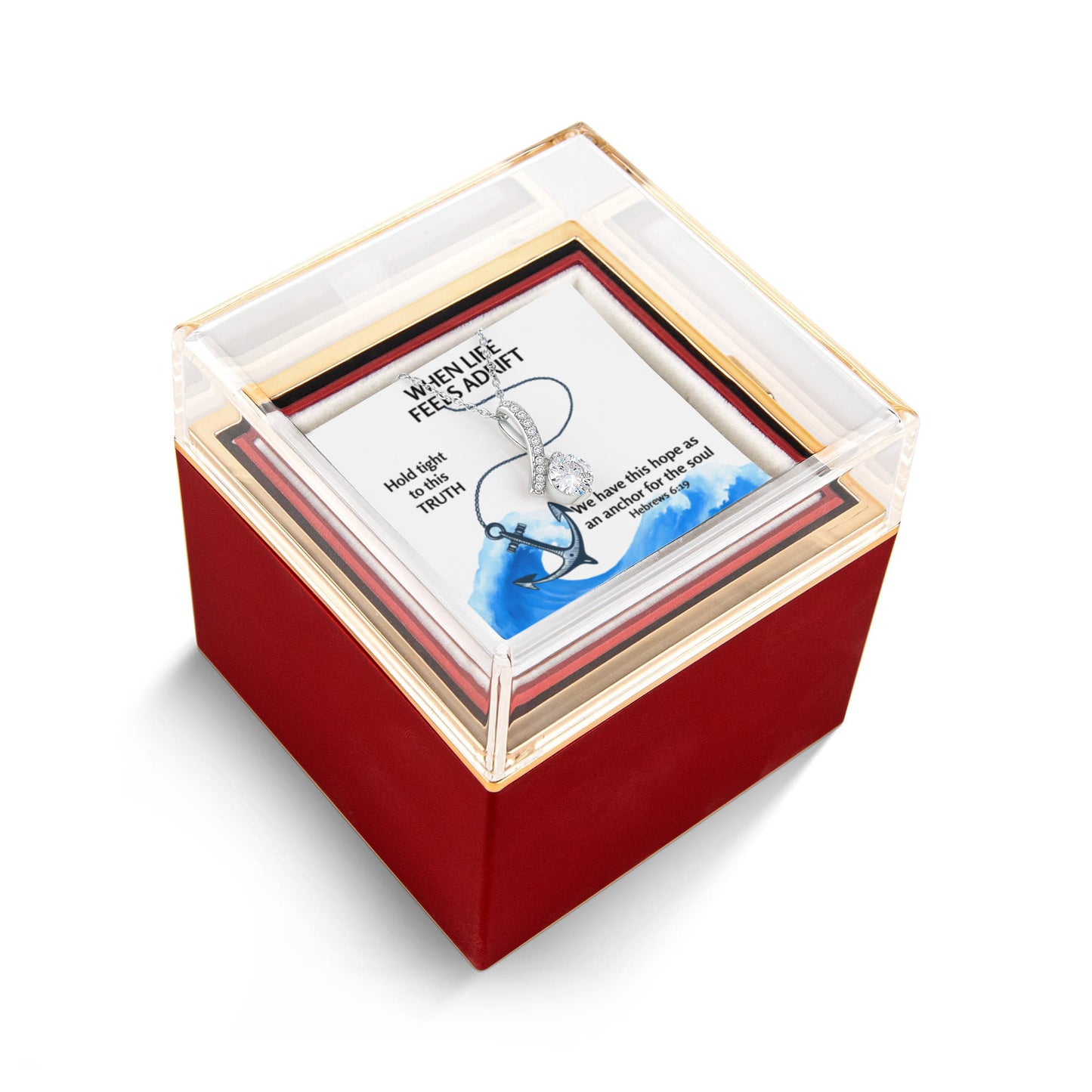 Hope Anchors The Soul (Hebrews 6:19) | Alluring Beauty Necklace in Rotating Rose Gift Box