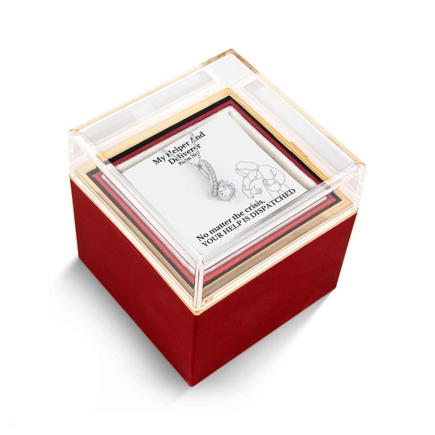 My Helper And Deliverer (Psalm 70:5) | Alluring Beauty Necklace in Rotating Rose Gift Box
