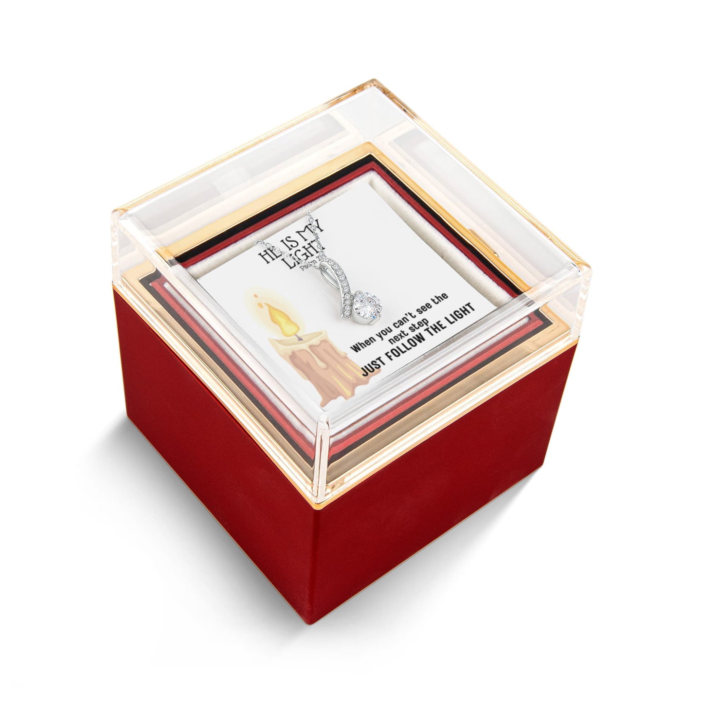 He Is My Light (Psalm 27:1) | Alluring Beauty Necklace in Rotating Rose Gift Box