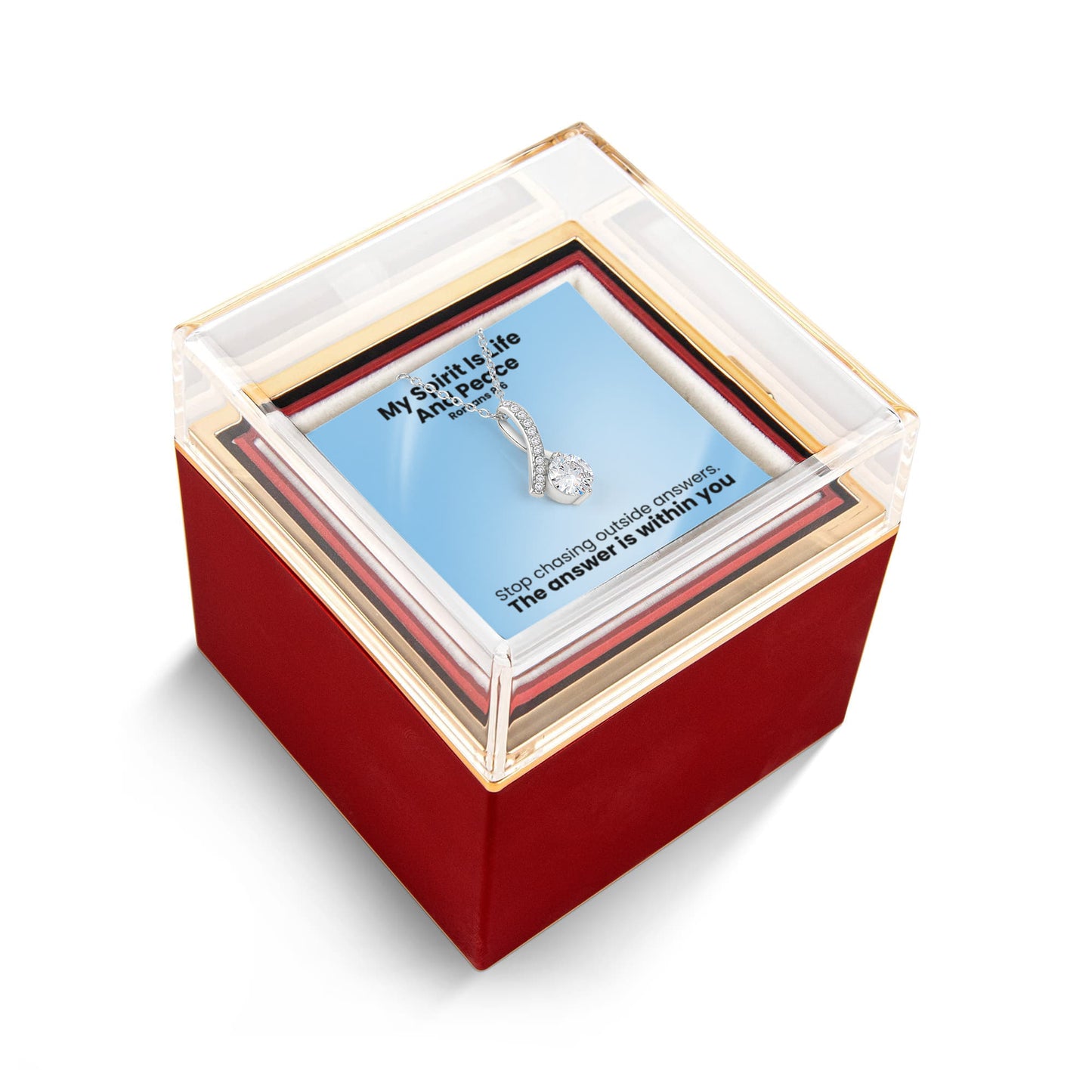 My Spirit Is Life And Peace (Romans 8:6) | Alluring Beauty Necklace in Rotating Rose Gift Box