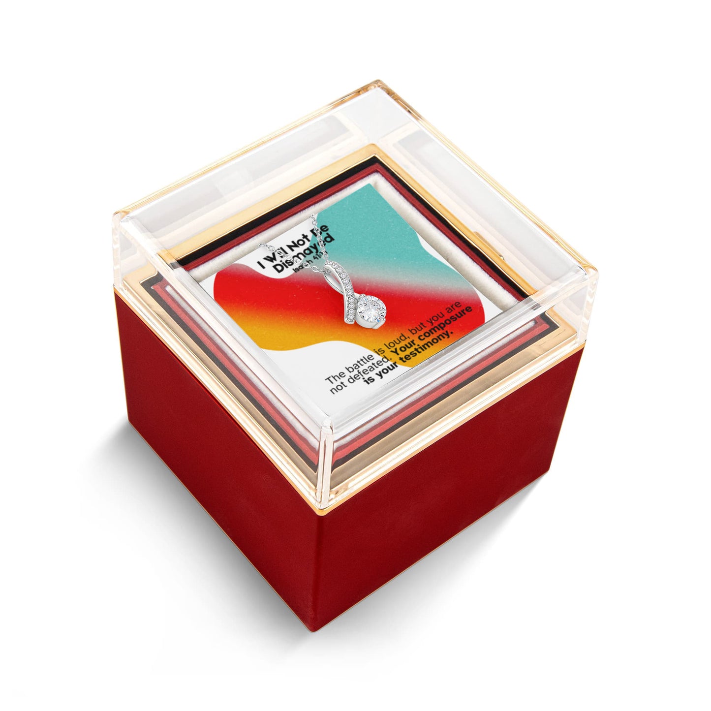 I Will Not Be Dismayed (Isaiah 41:10) | Alluring Beauty Necklace in Rotating Rose Gift Box