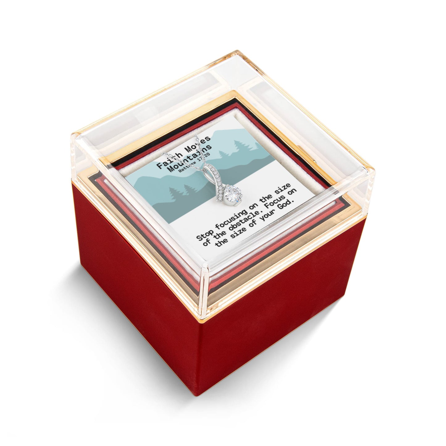 Faith Moves Mountains (Matthew 17:20) | Alluring Beauty Necklace in Rotating Rose Gift Box