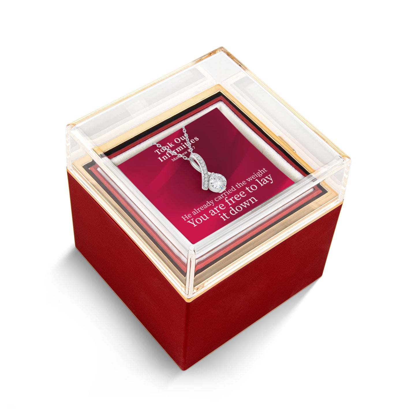 Took Our Infirmities (Matthew :17) | Alluring Beauty Necklace in Rotating Rose Gift Box