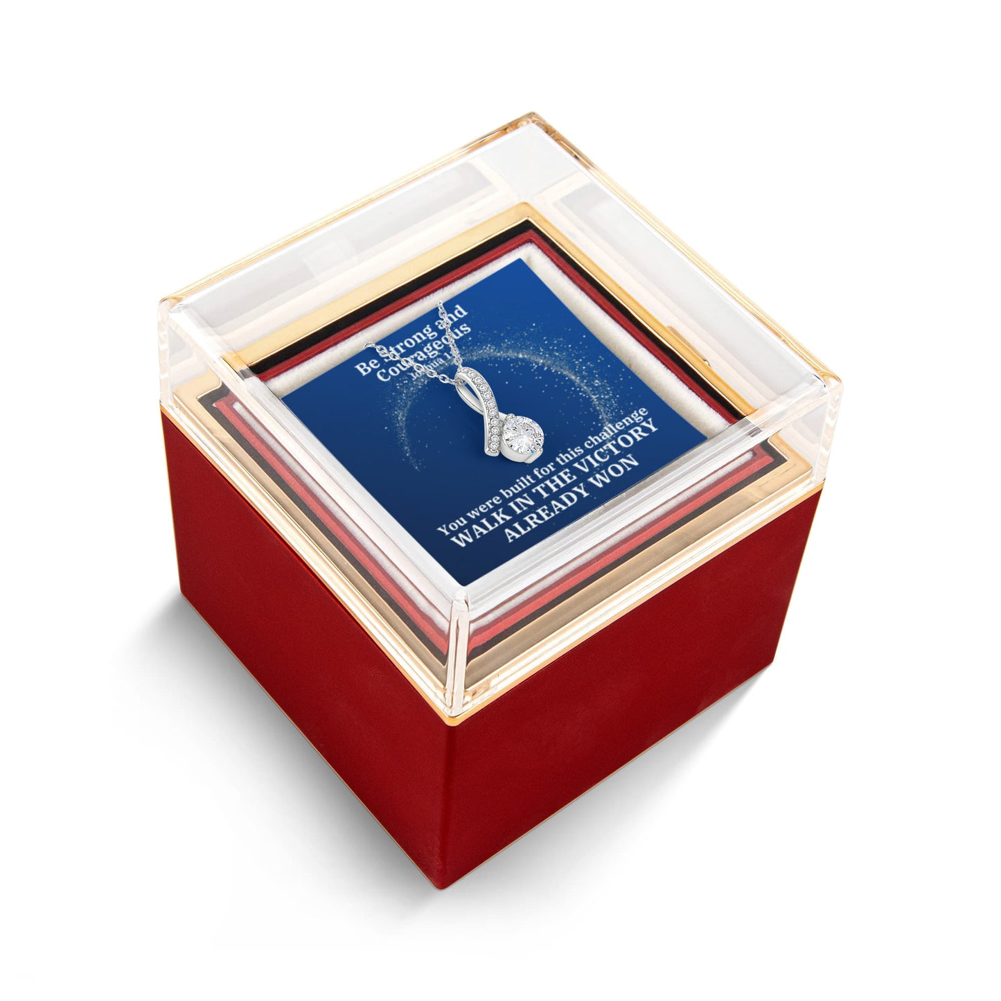 Be Strong And Courageous (Joshua 1:9) | Alluring Beauty Necklace in Rotating Rose Gift Box