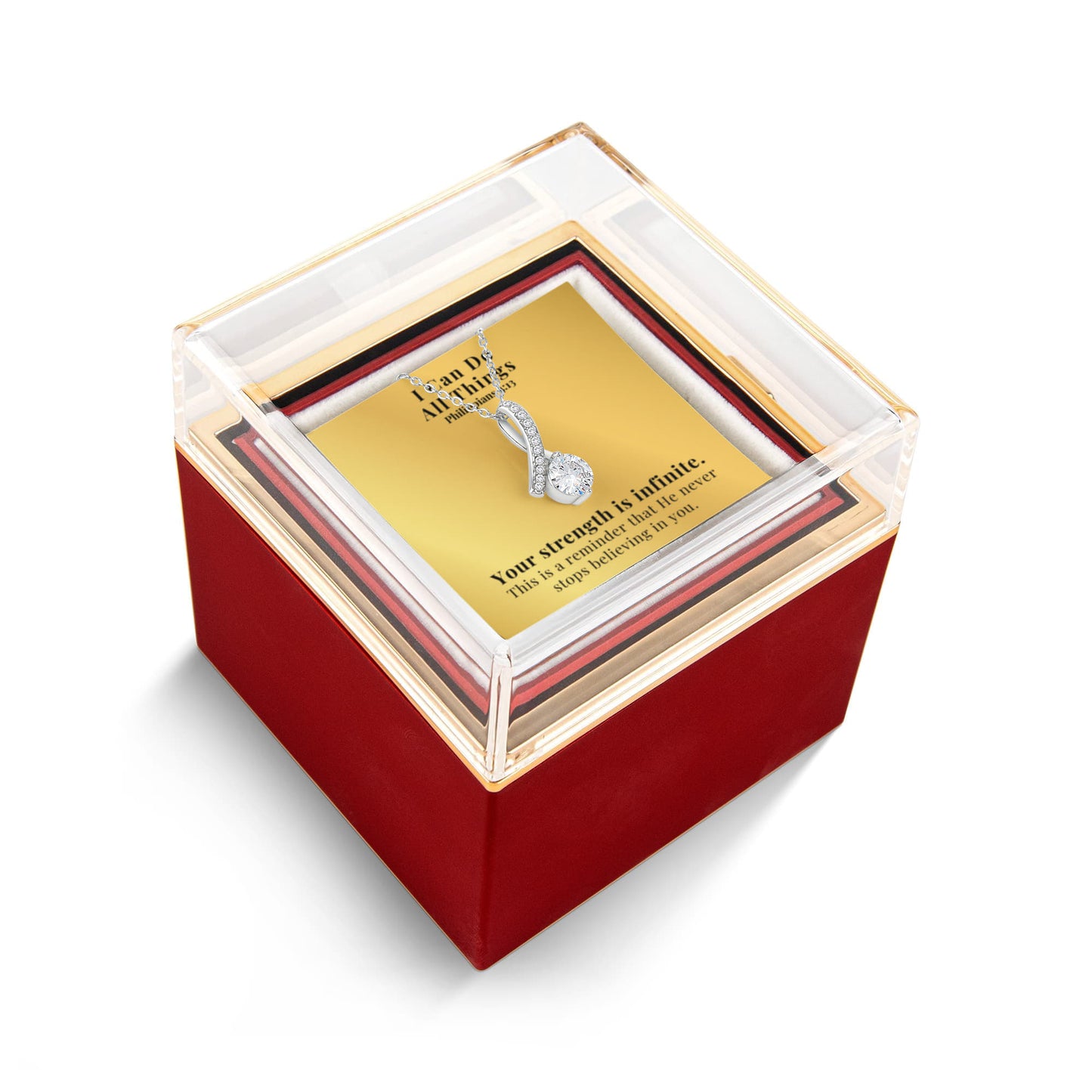 I Can Do All Things (Philippians 4:13) | Alluring Beauty Necklace in Rotating Rose Gift Box
