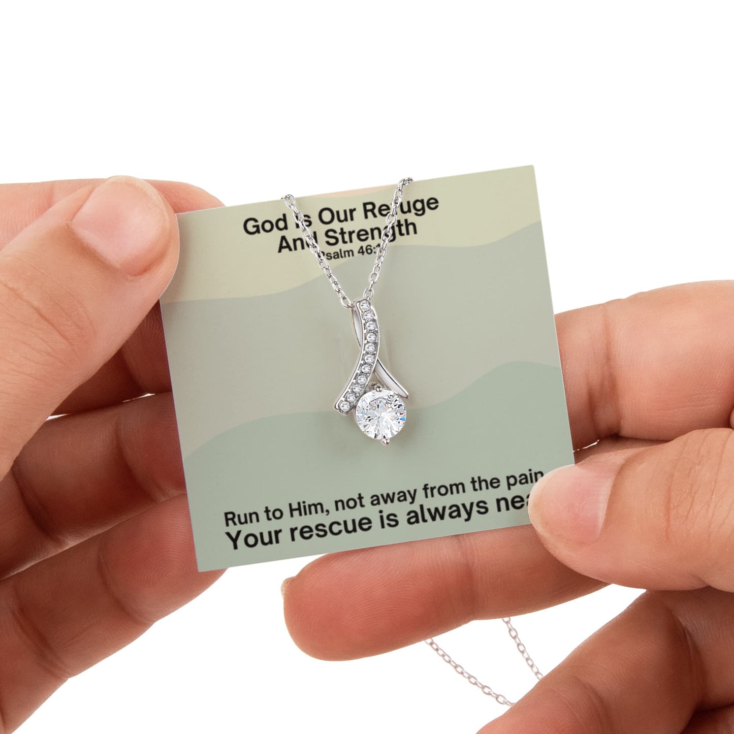 God Is Our Refuge And Strength (Psalm 46:1) | Alluring Beauty Necklace in Rotating Rose Gift Box