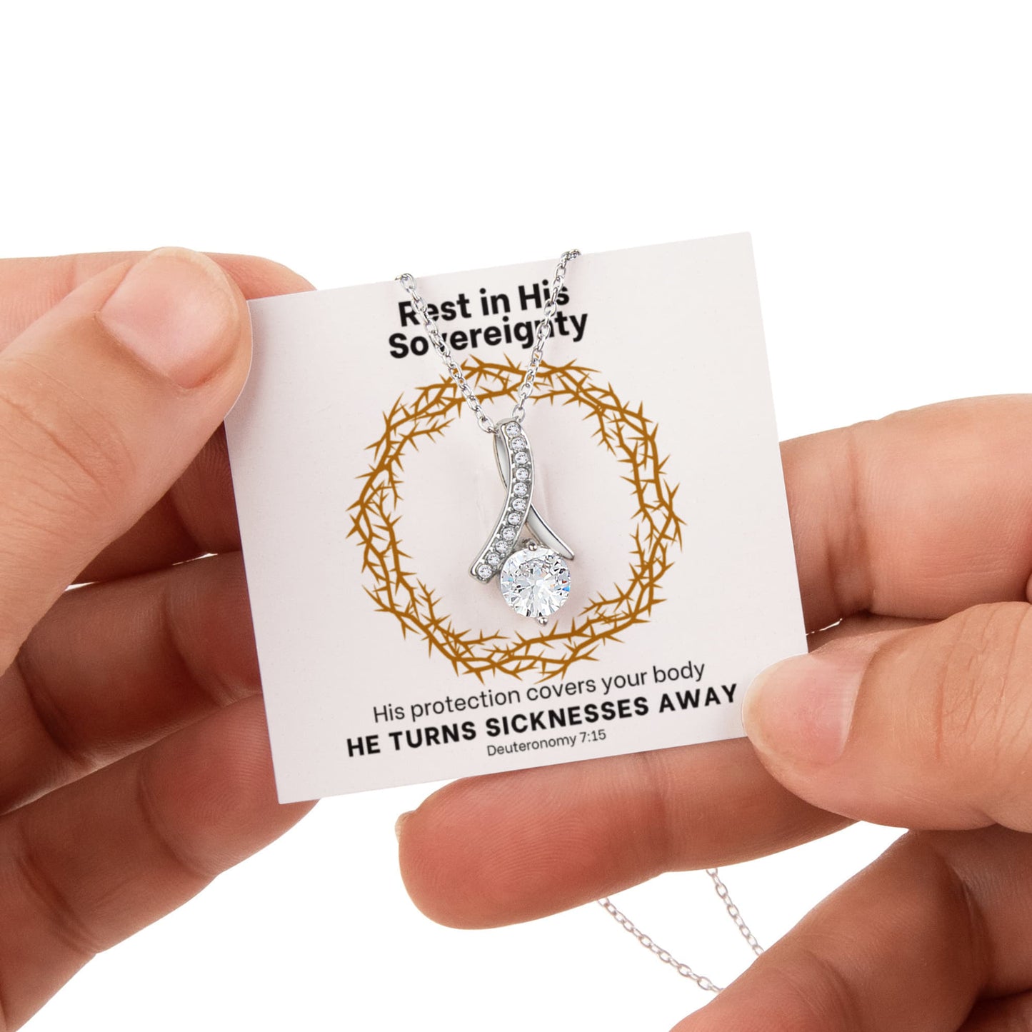 He Turns Sicknesses Away (Deuteronomy 7:15) | Alluring Beauty Necklace in Rotating Rose Gift Box