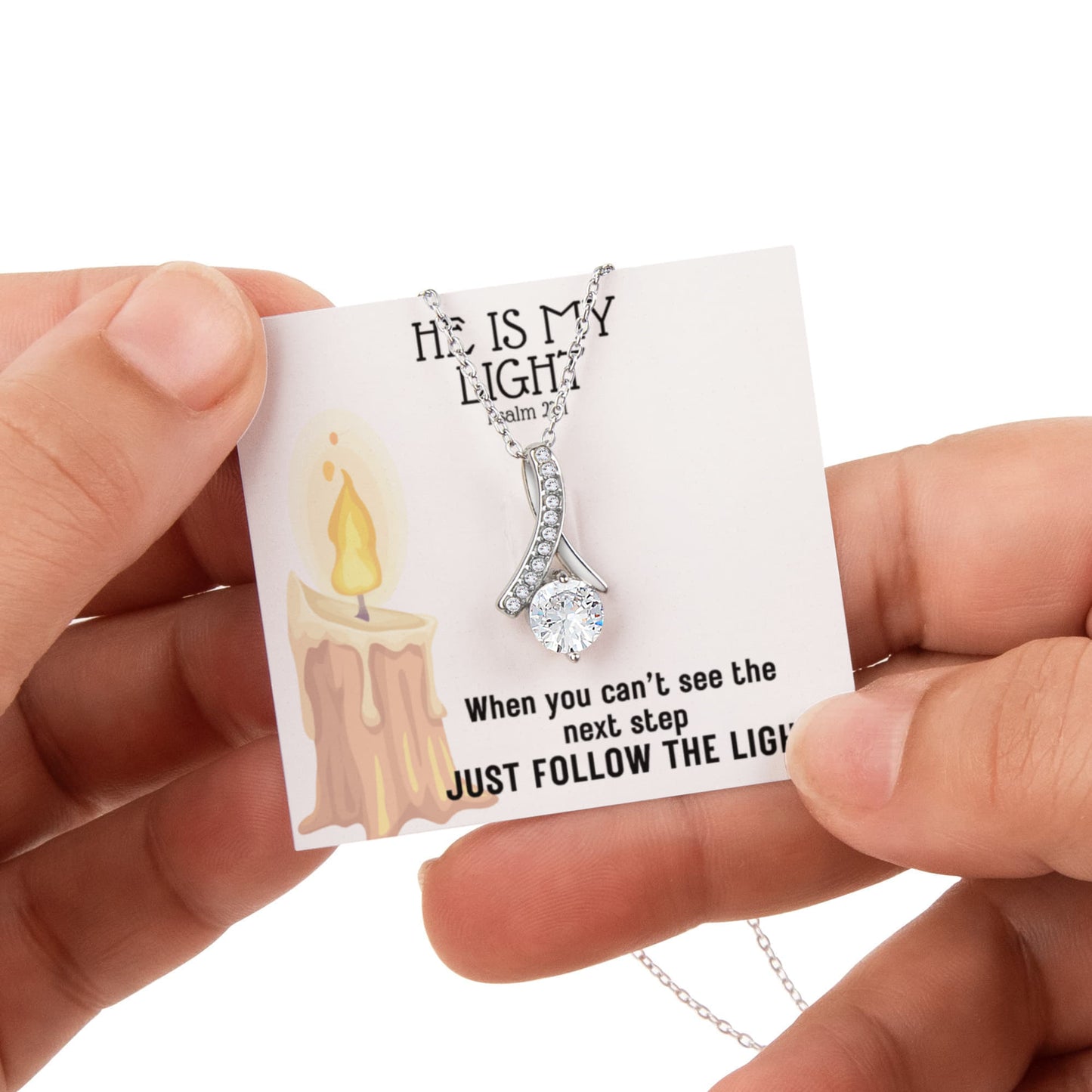 He Is My Light (Psalm 27:1) | Alluring Beauty Necklace in Rotating Rose Gift Box