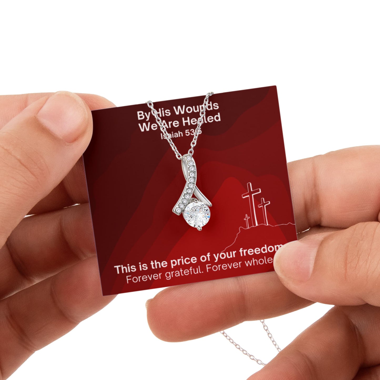 By His Wounds We Are Healed (Isaiah 53:5) | Alluring Beauty Necklace in Rotating Rose Gift Box