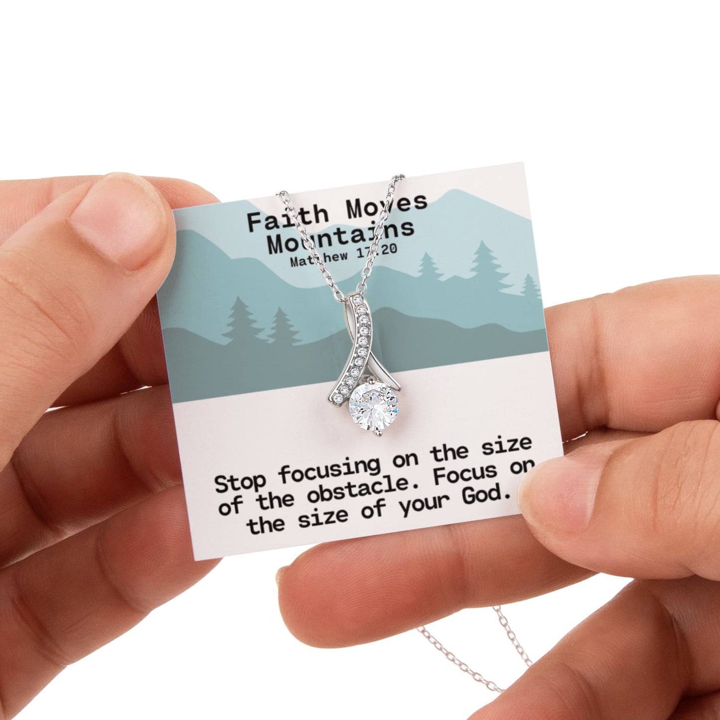 Faith Moves Mountains (Matthew 17:20) | Alluring Beauty Necklace in Rotating Rose Gift Box
