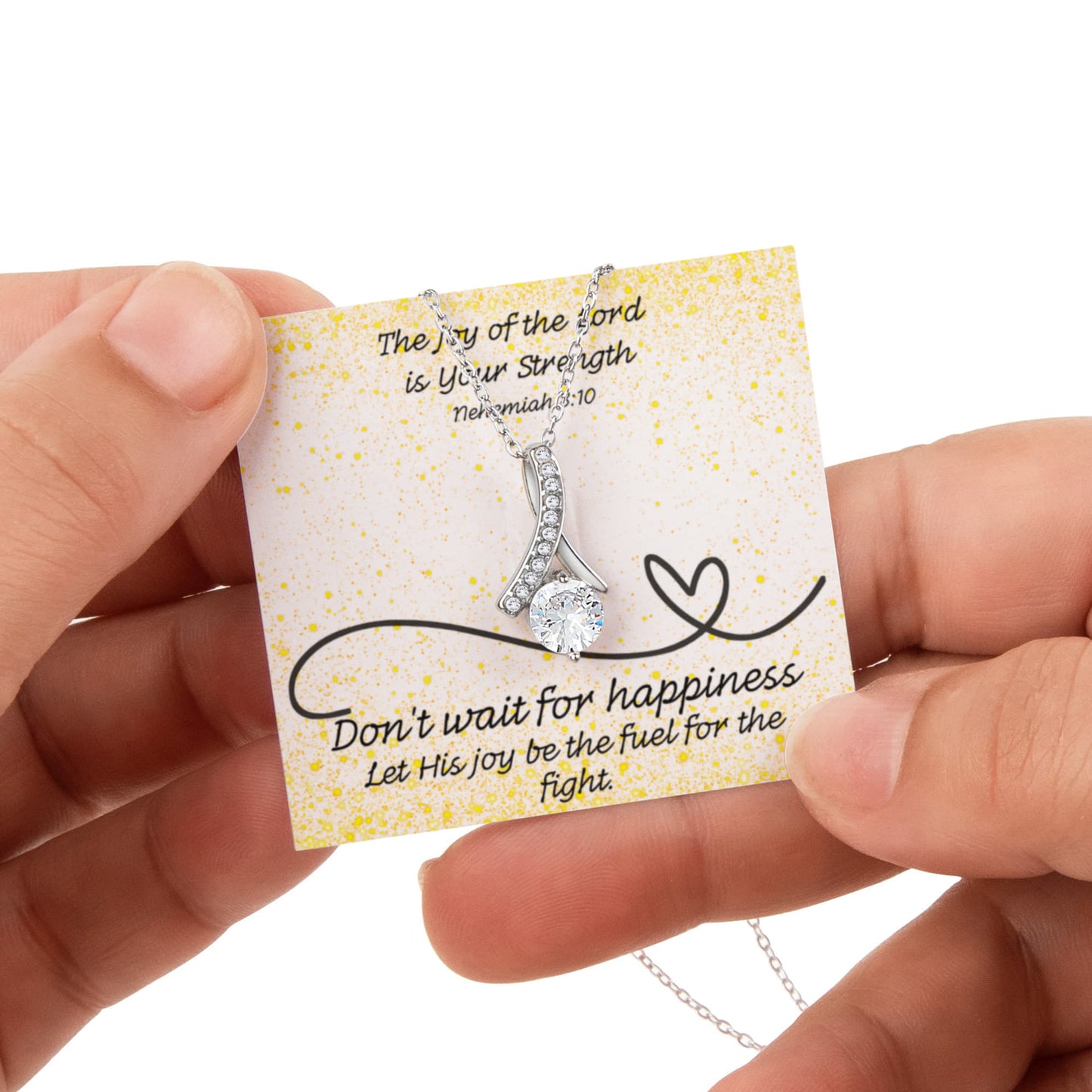 The Joy of the Lord Is Your Strength (Nehemiah 8:10) | Alluring Beauty Necklace in Rotating Rose Gift Box