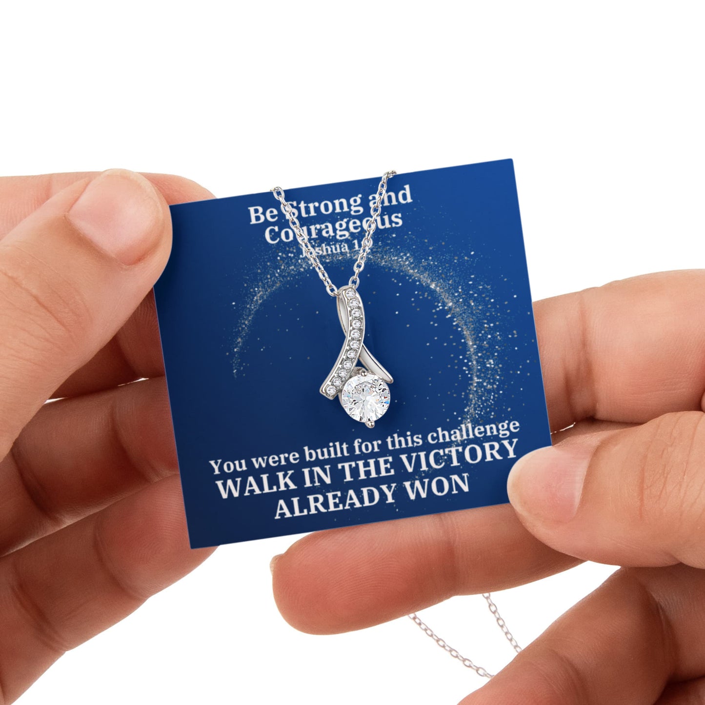 Be Strong And Courageous (Joshua 1:9) | Alluring Beauty Necklace in Rotating Rose Gift Box