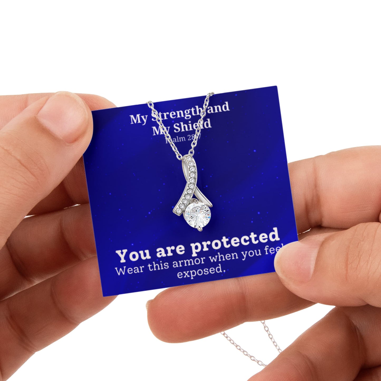 My Strength and My Shield (Psalm 28:7) | Alluring Beauty Necklace in Rotating Rose Gift Box