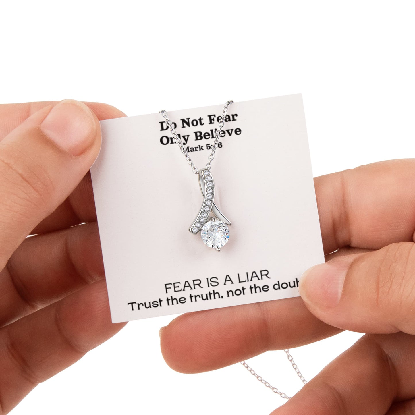 Do Not Fear Only Believe (Mark 5:36) | Alluring Beauty Necklace in Rotating Rose Gift Box