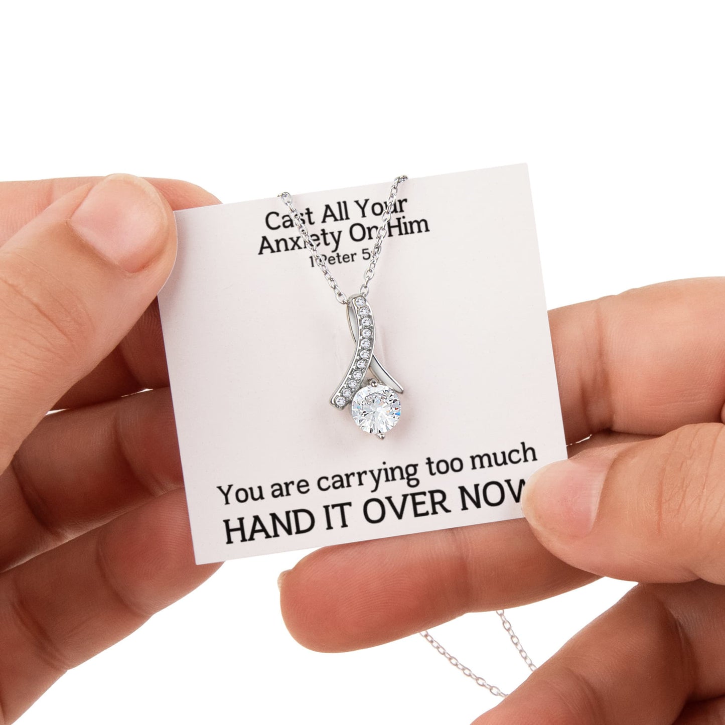 Cast All Your  Anxiety On Him (1 Peter 5:7) | Alluring Beauty Necklace in Rotating Rose Gift Box