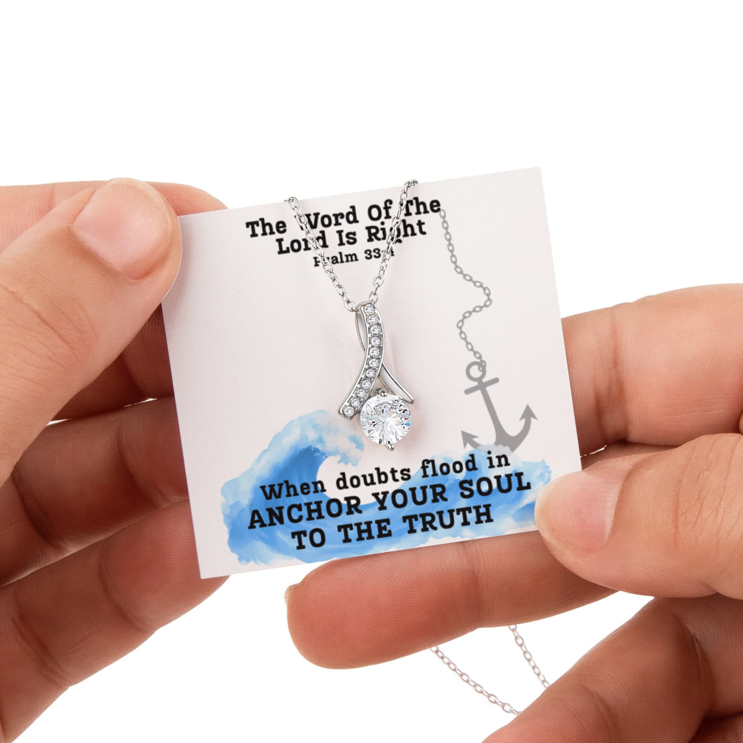 The Word Of The Lord Is Right (Psalm 33:4) | Alluring Beauty Necklace in Rotating Rose Gift Box