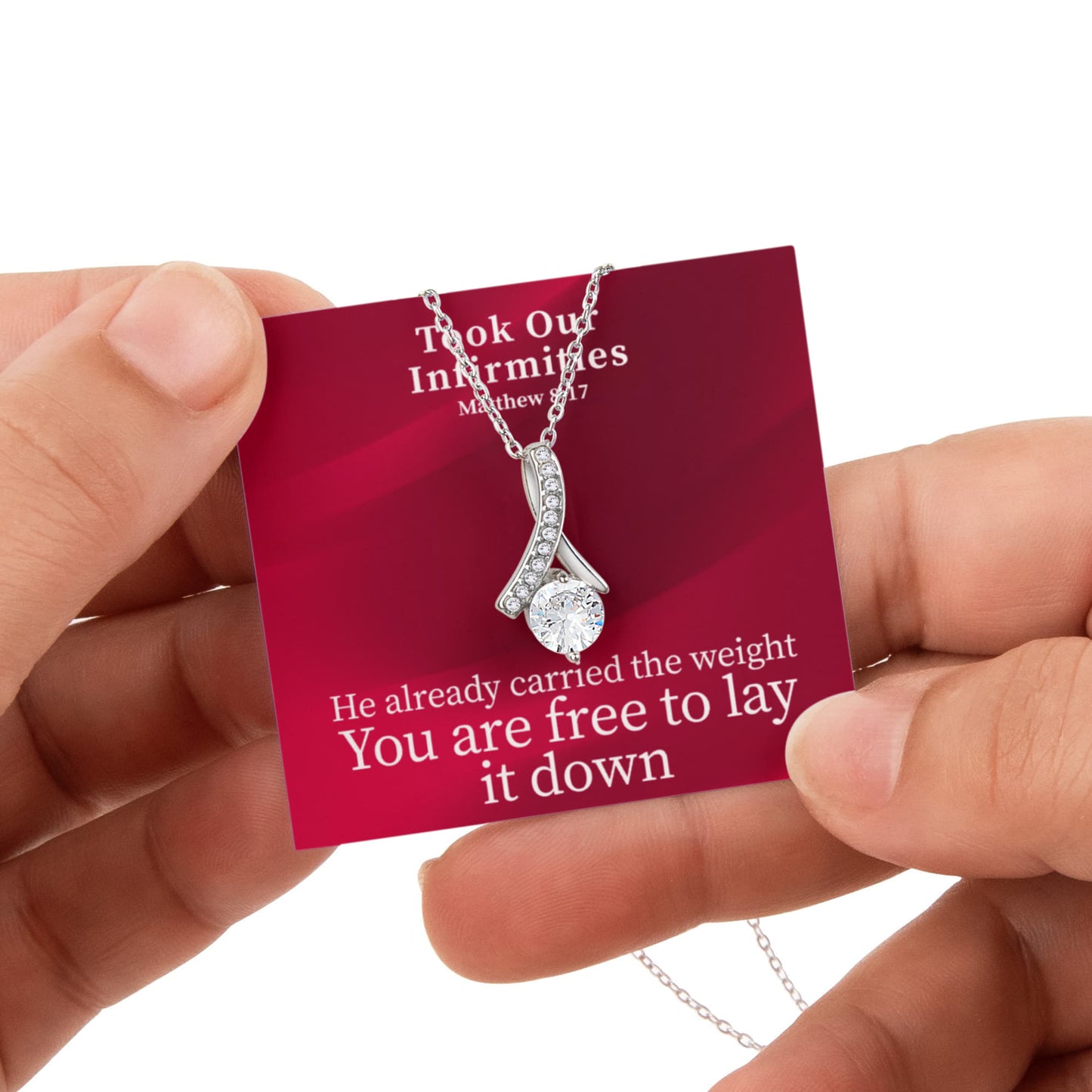 Took Our Infirmities (Matthew :17) | Alluring Beauty Necklace in Rotating Rose Gift Box