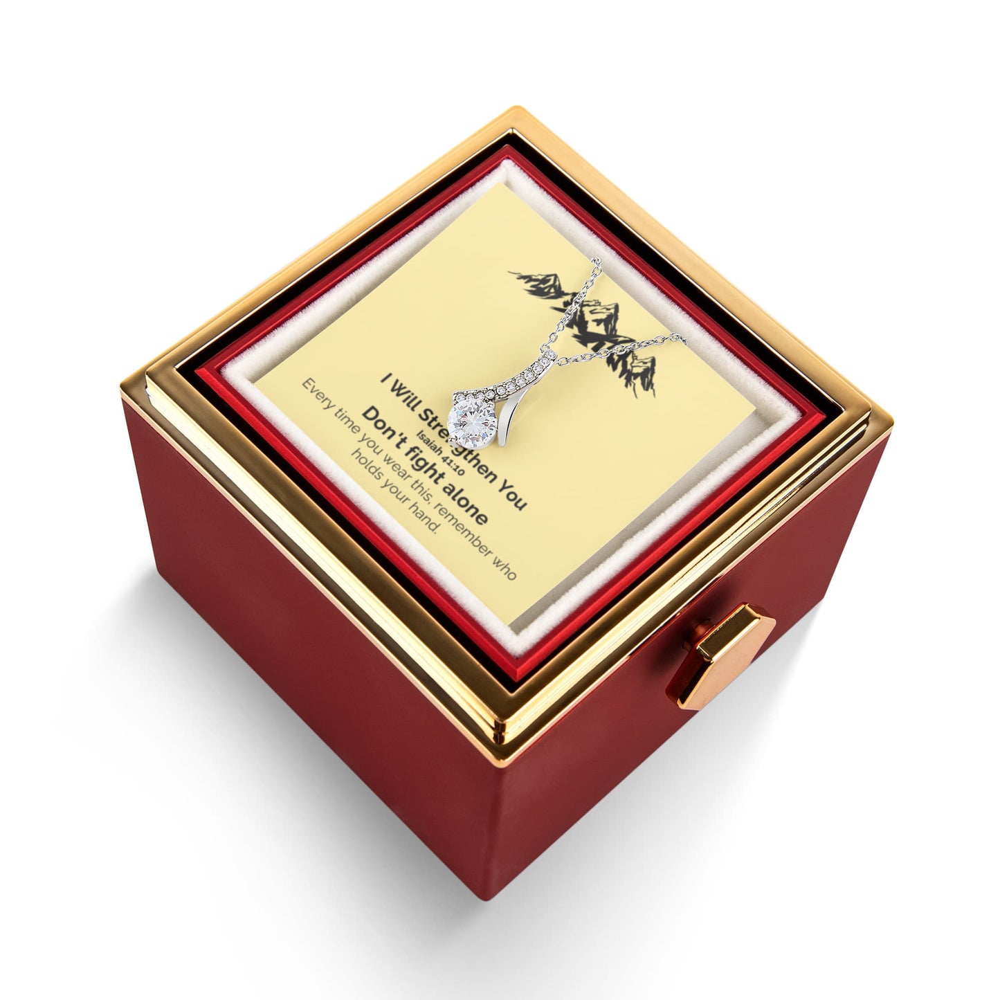 I Will Strengthen You (Isaiah 41:10) | Alluring Beauty Necklace in Rotating Rose Gift Box