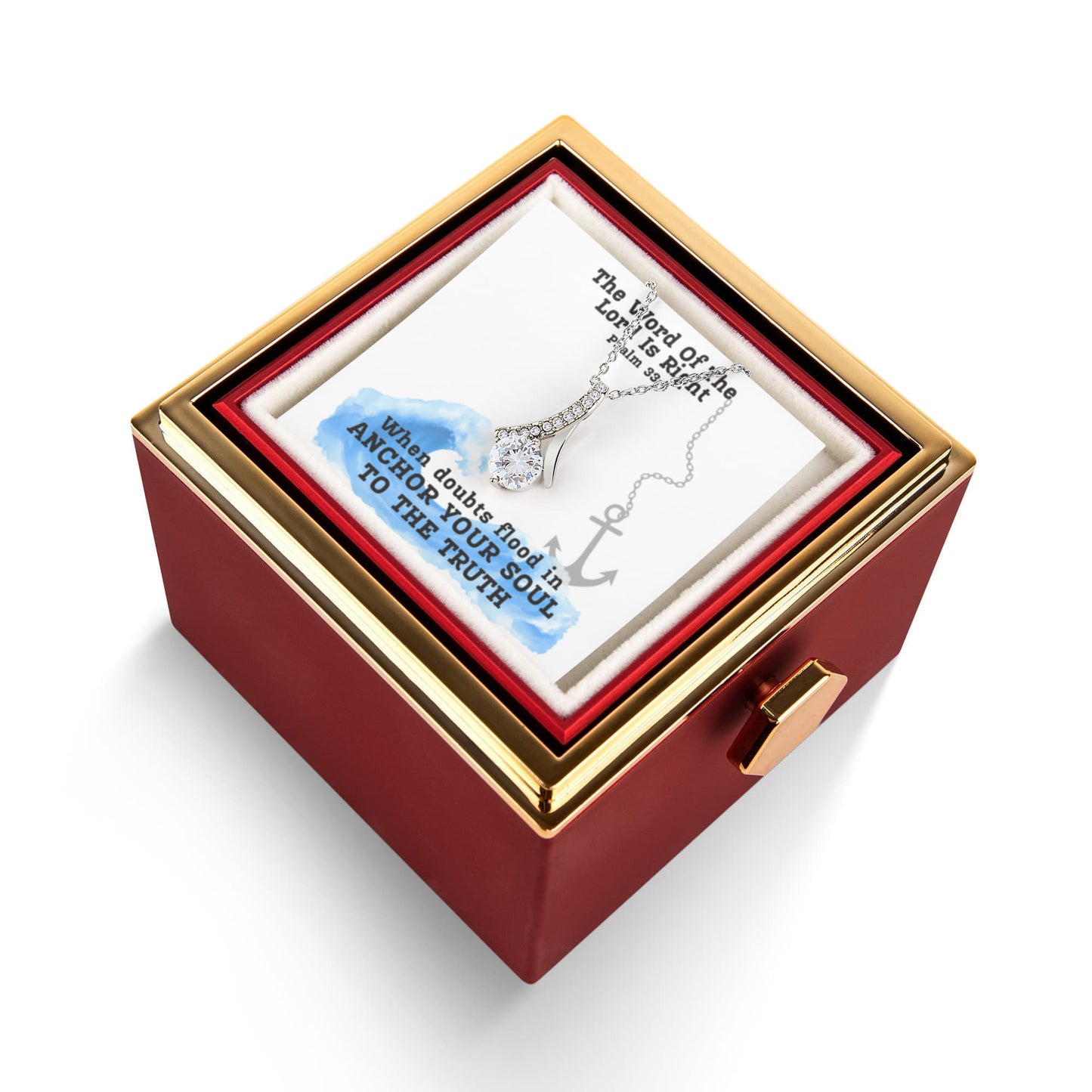 The Word Of The Lord Is Right (Psalm 33:4) | Alluring Beauty Necklace in Rotating Rose Gift Box