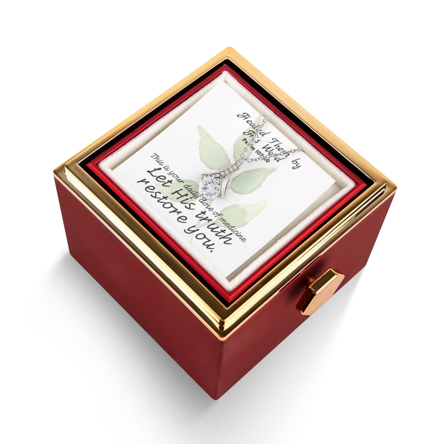 Healed Them By His Words (Psalm 107:20) | Alluring Beauty Necklace in Rotating Rose Gift Box