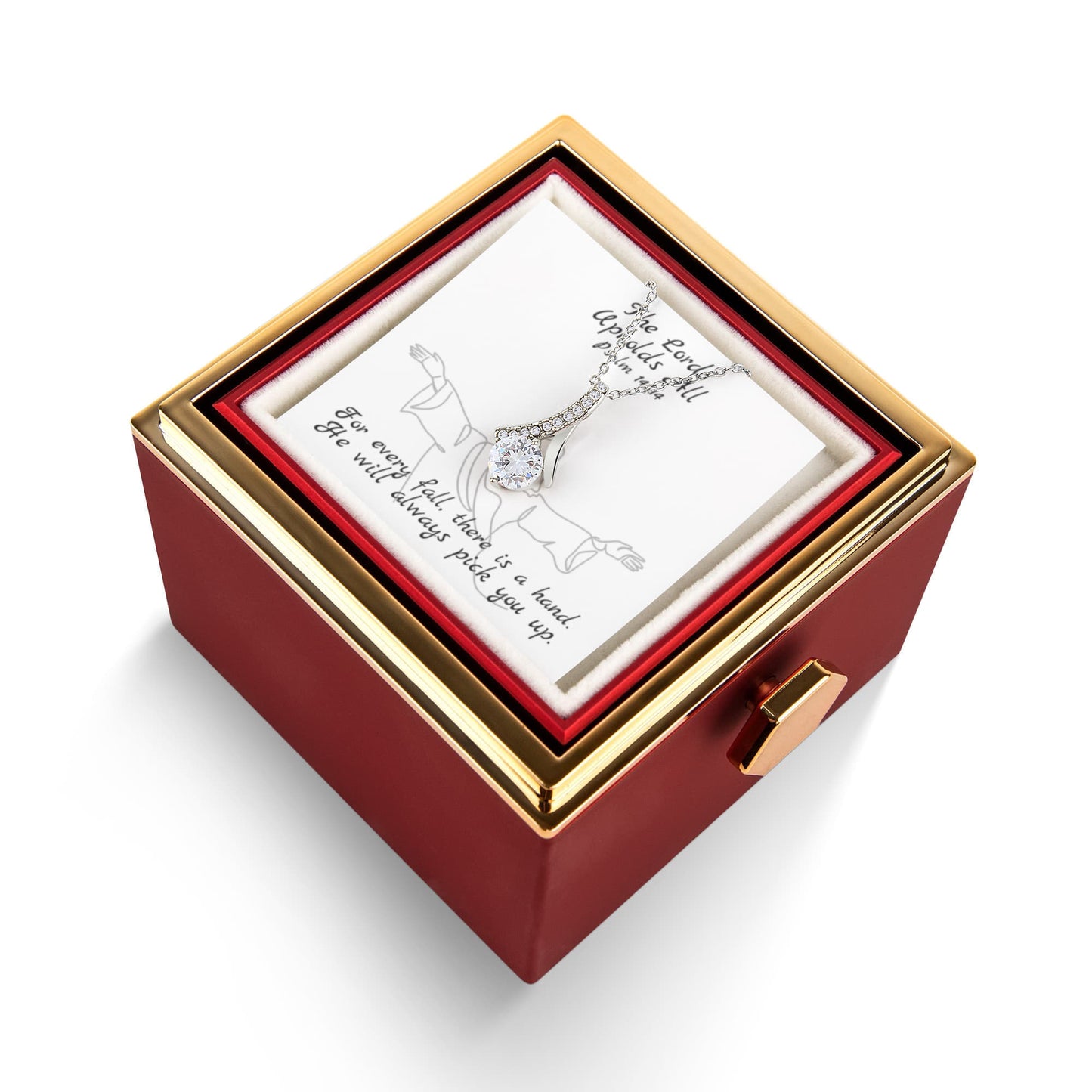 The Lord Upholds All (Psalm 145:14) | Alluring Beauty Necklace in Rotating Rose Gift Box