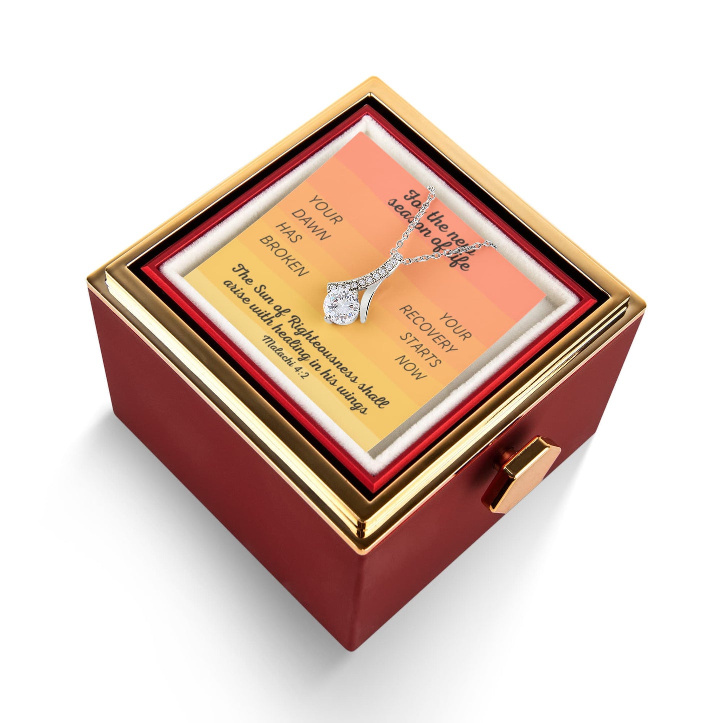 Healing In His Wings (Malachi 4:2) | Alluring Beauty Necklace in Rotating Rose Gift Box