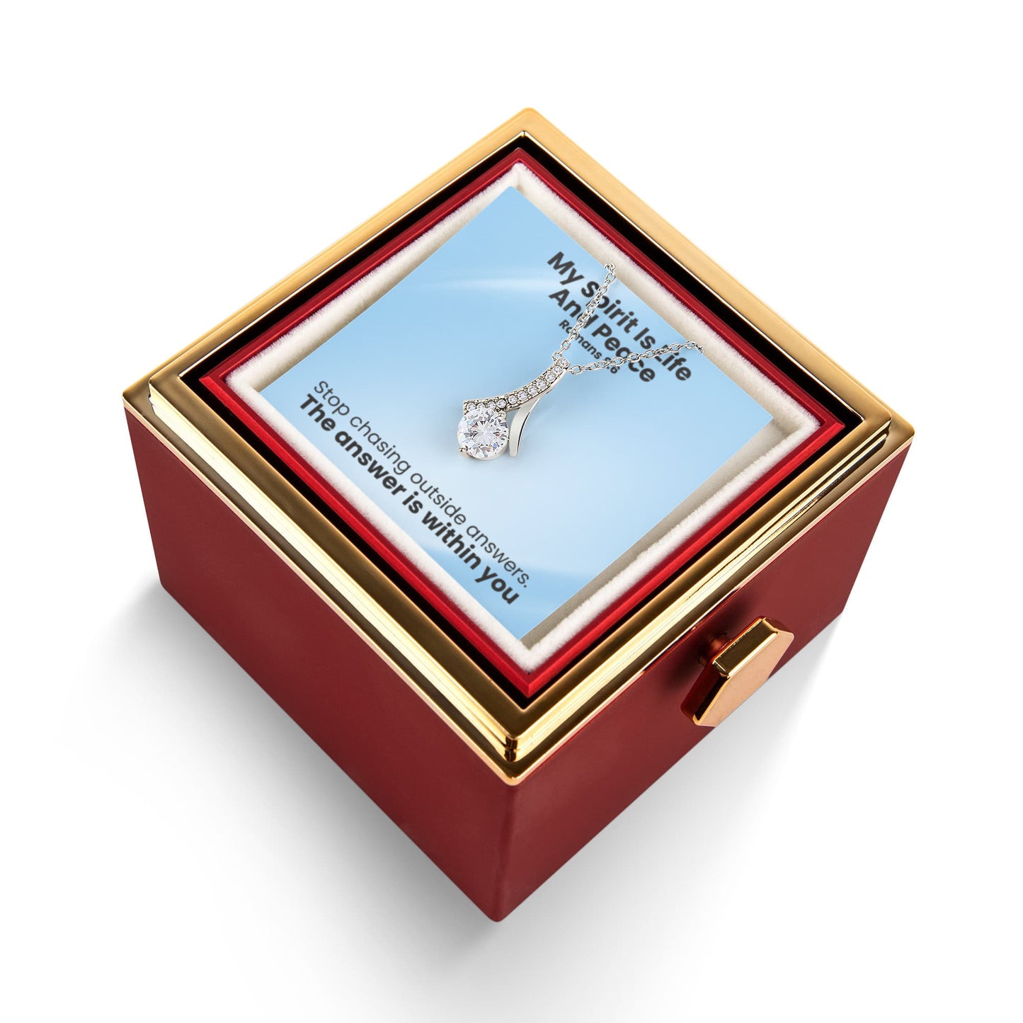 My Spirit Is Life And Peace (Romans 8:6) | Alluring Beauty Necklace in Rotating Rose Gift Box