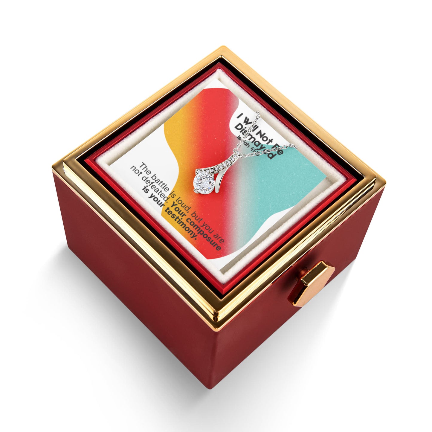 I Will Not Be Dismayed (Isaiah 41:10) | Alluring Beauty Necklace in Rotating Rose Gift Box