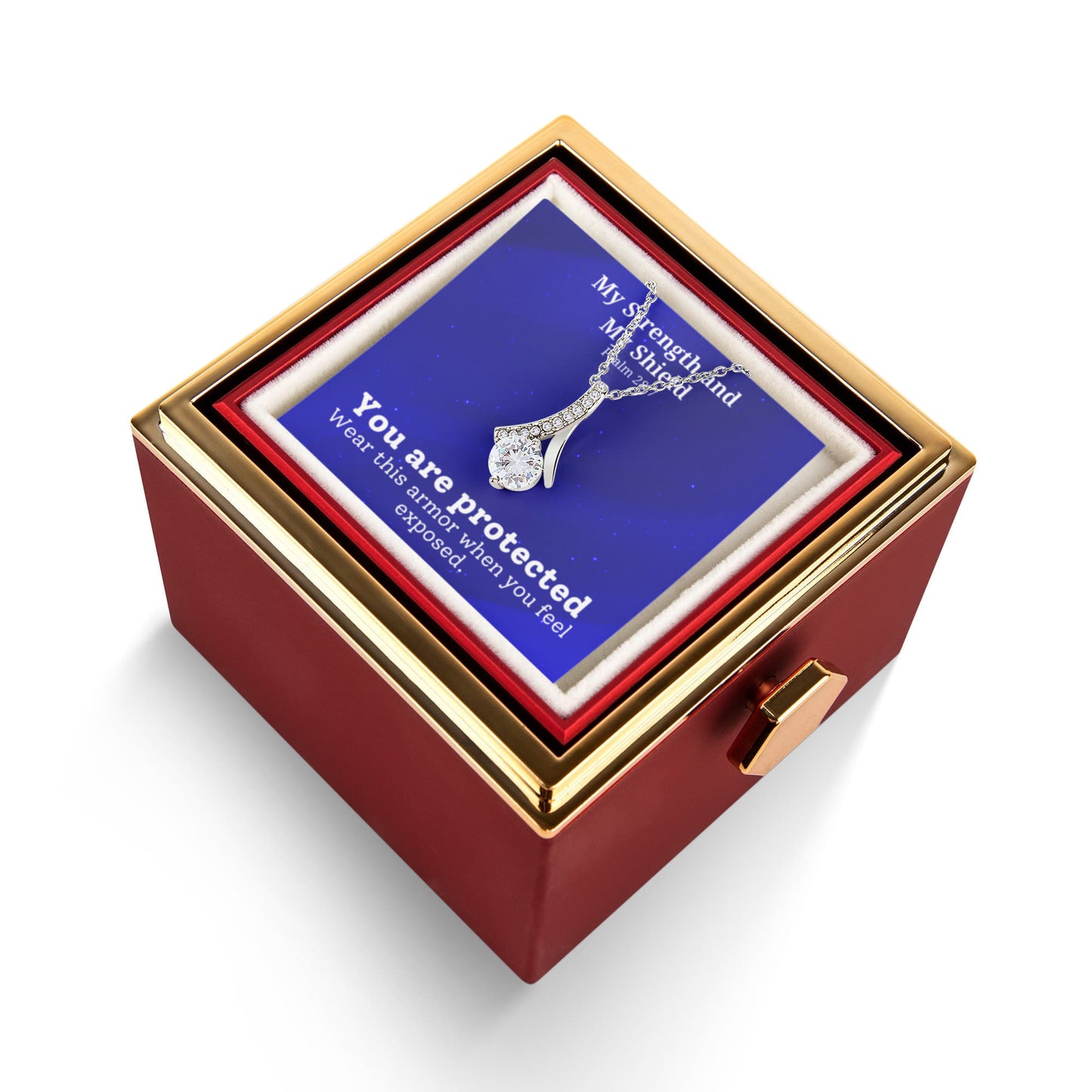 My Strength and My Shield (Psalm 28:7) | Alluring Beauty Necklace in Rotating Rose Gift Box