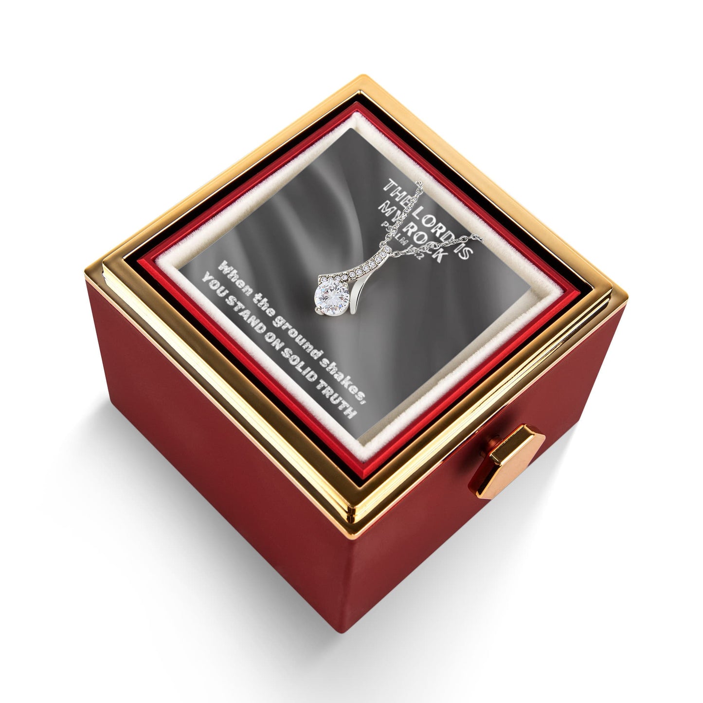 The Lord Is My Rock (Psalm 18:2) | Alluring Beauty Necklace in Rotating Rose Gift Box