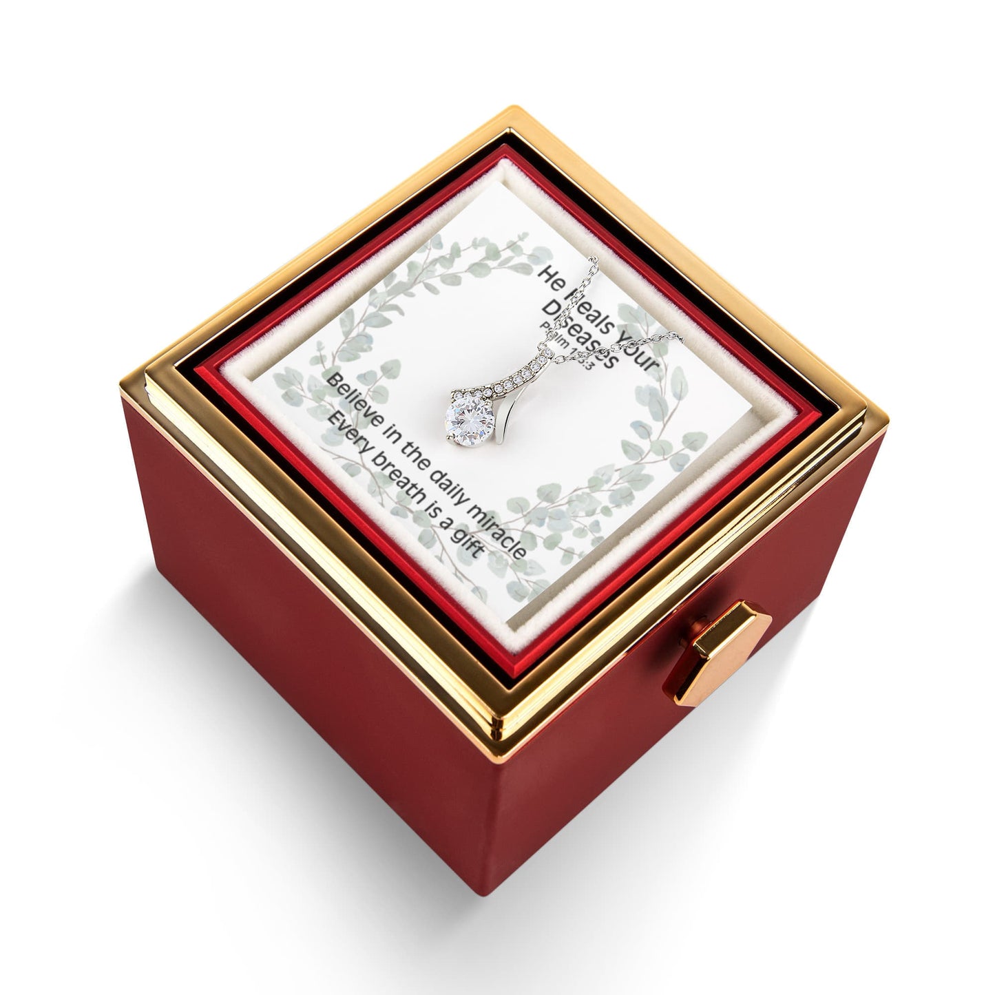 He Heals Your Diseases (Psalm 103:3) | Alluring Beauty Necklace in Rotating Rose Gift Box