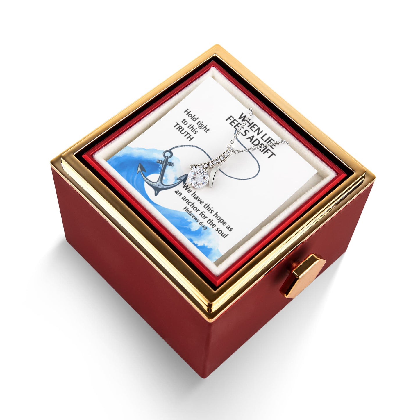 Hope Anchors The Soul (Hebrews 6:19) | Alluring Beauty Necklace in Rotating Rose Gift Box