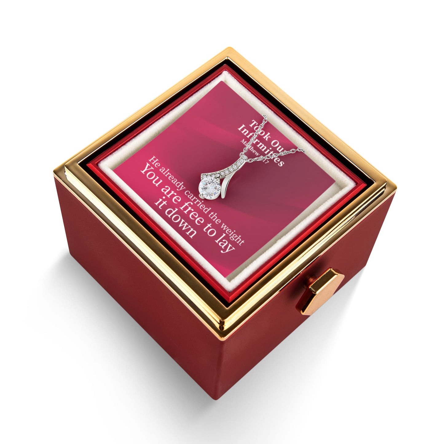 Took Our Infirmities (Matthew :17) | Alluring Beauty Necklace in Rotating Rose Gift Box