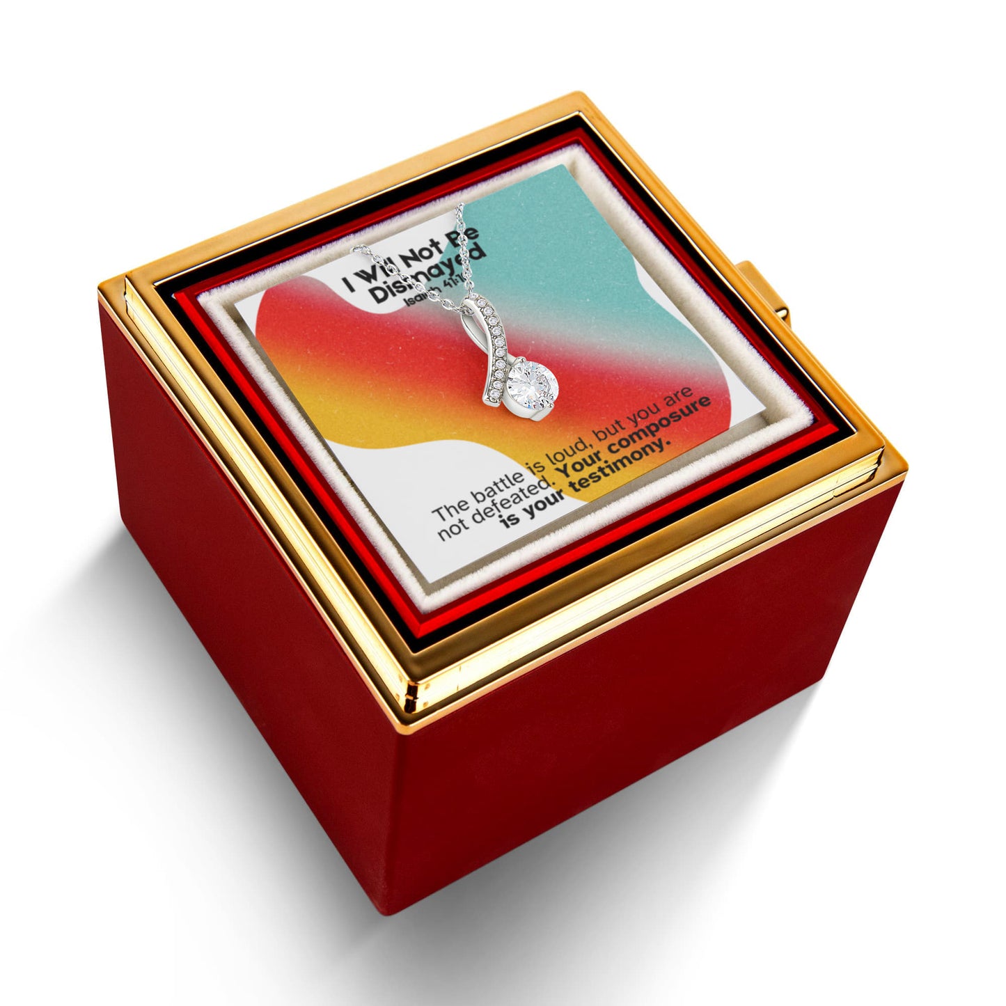 I Will Not Be Dismayed (Isaiah 41:10) | Alluring Beauty Necklace in Rotating Rose Gift Box