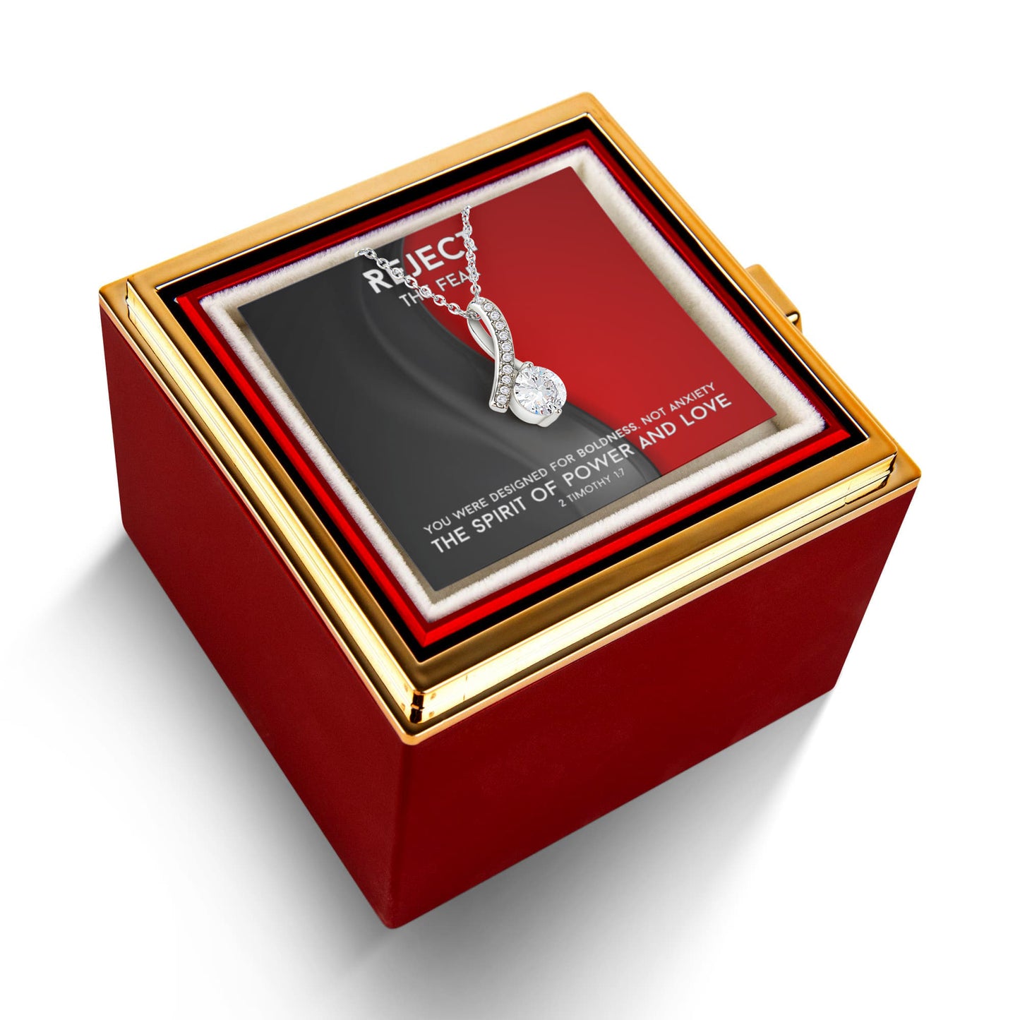 The Spirit Of Power And Love (2 Timothy 1:7) | Alluring Beauty Necklace in Rotating Rose Gift Box
