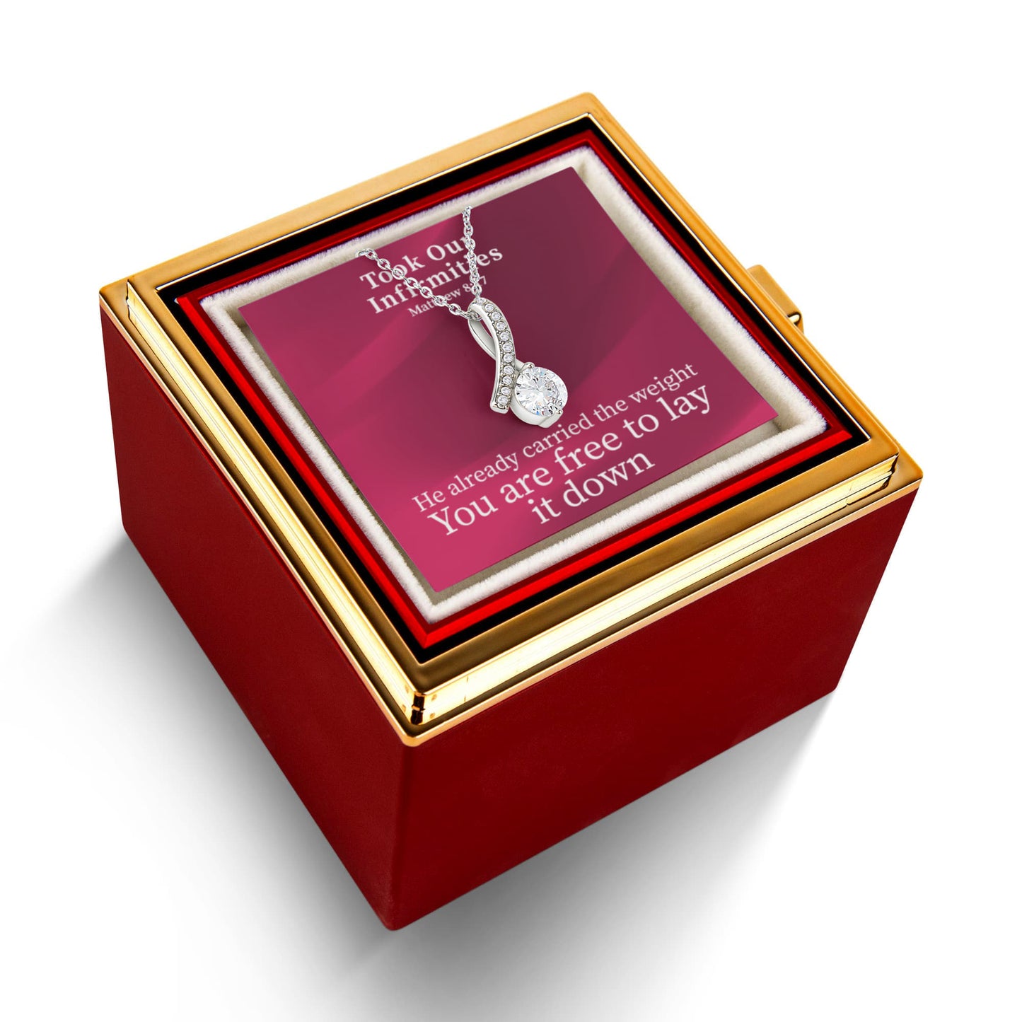 Took Our Infirmities (Matthew :17) | Alluring Beauty Necklace in Rotating Rose Gift Box
