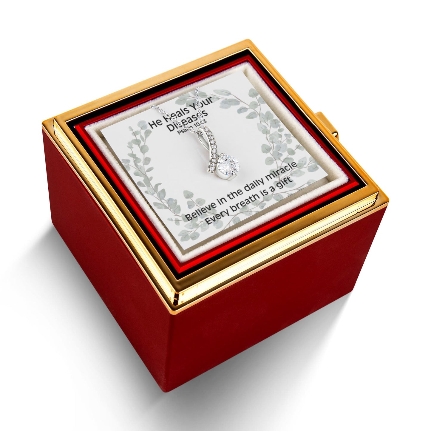 He Heals Your Diseases (Psalm 103:3) | Alluring Beauty Necklace in Rotating Rose Gift Box