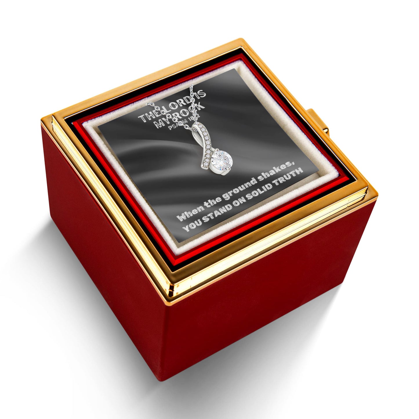 The Lord Is My Rock (Psalm 18:2) | Alluring Beauty Necklace in Rotating Rose Gift Box