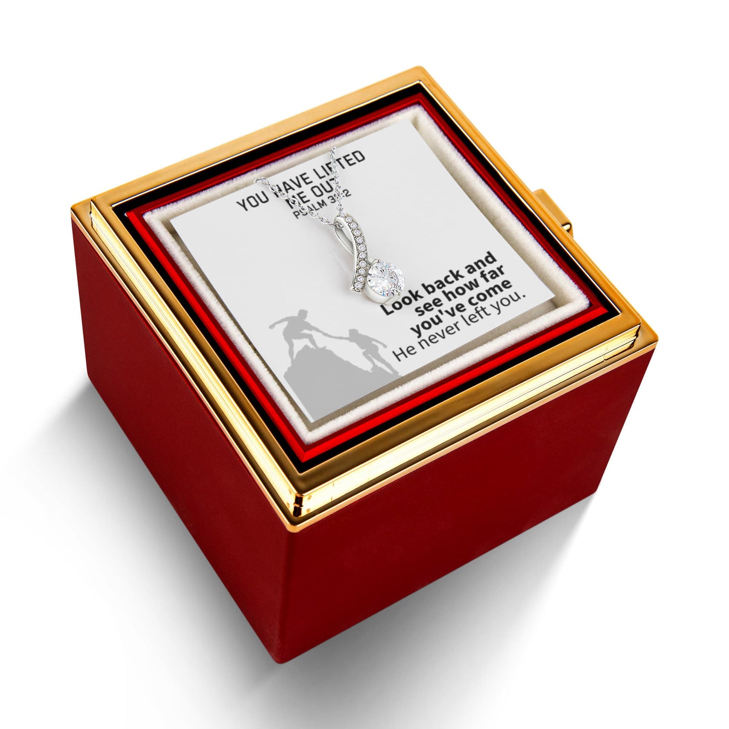 You Have Lifted Me Out (Psalm 30:2) | Alluring Beauty Necklace in Rotating Rose Gift Box