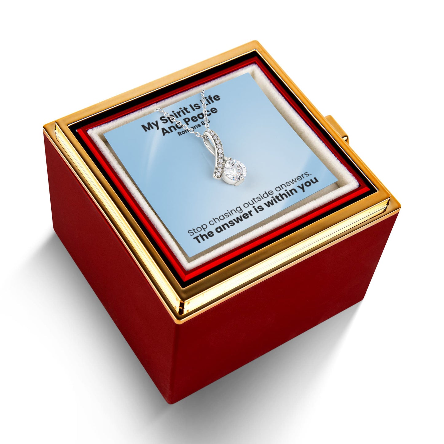 My Spirit Is Life And Peace (Romans 8:6) | Alluring Beauty Necklace in Rotating Rose Gift Box