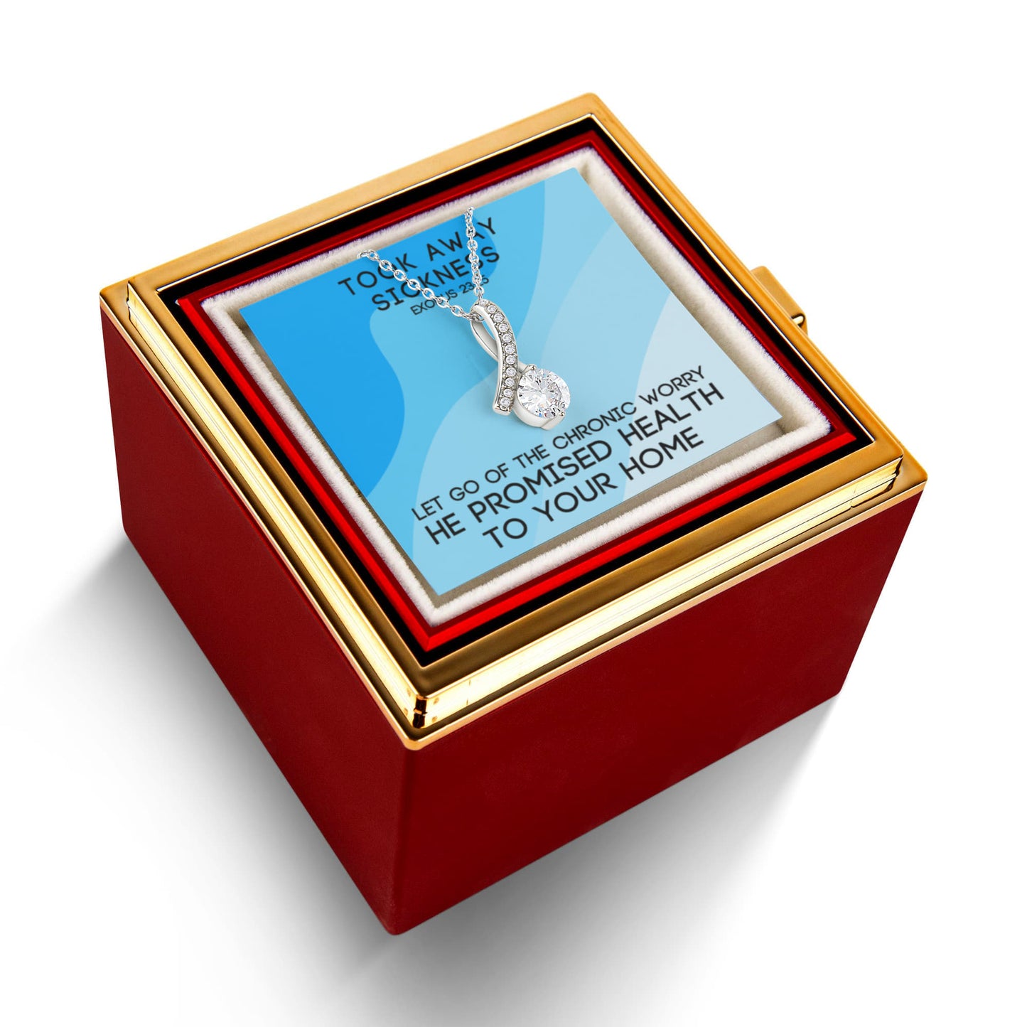 Took Away Sickness (Exodus 23:25) | Alluring Beauty Necklace in Rotating Rose Gift Box